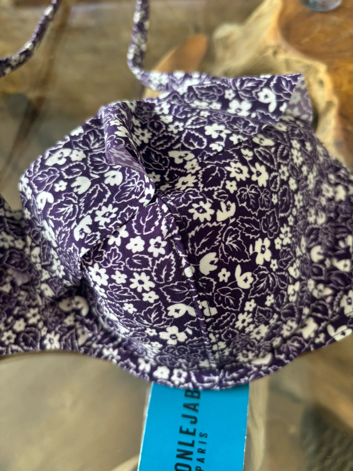 Haut de maillot de bain Maison Lejaby violet fleurs volants 85D – photo 3